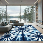 Indigo Kaleidoscope Shibori Sunburst Rug
