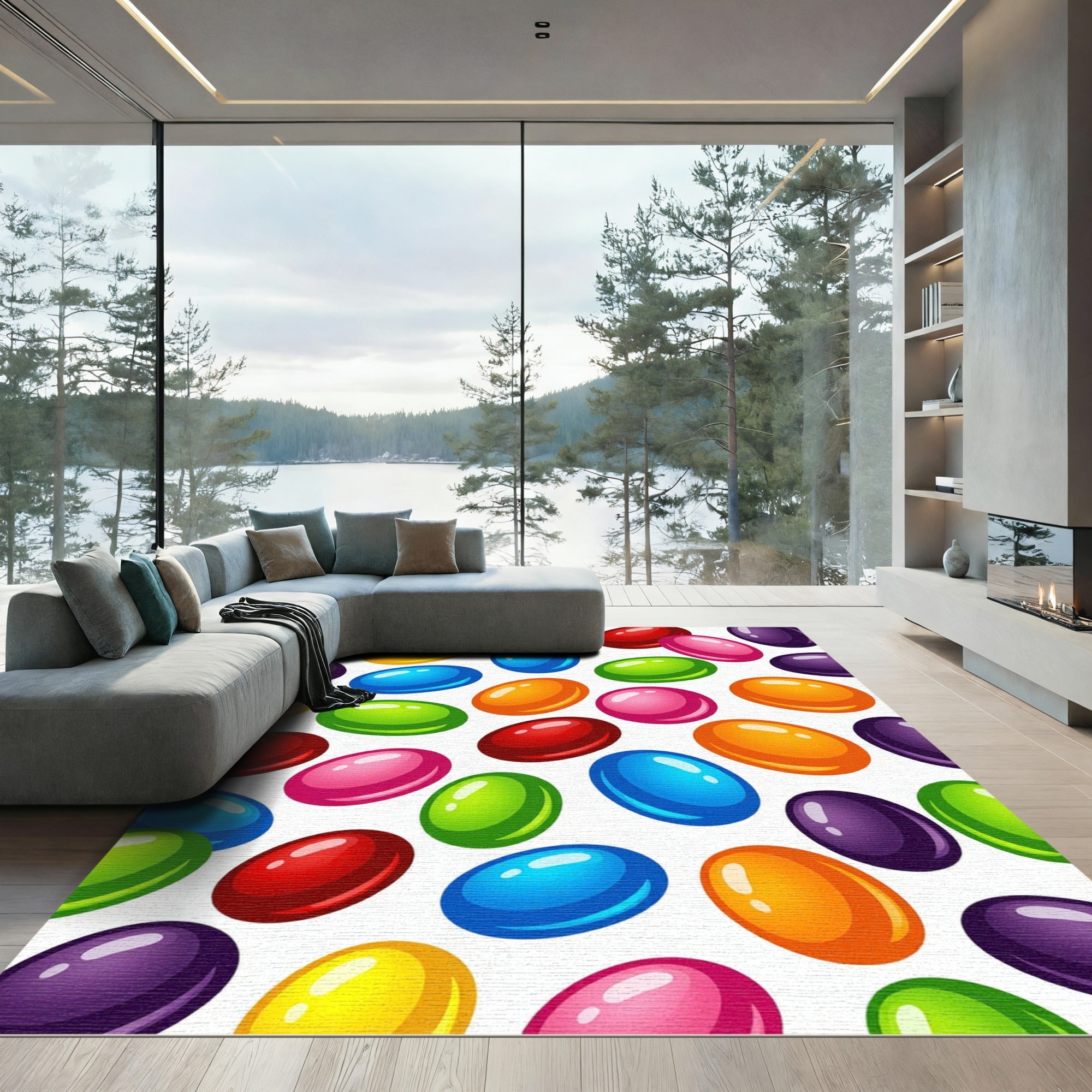 Vibrant Multi Color Candy Bean Pop Rug
