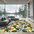 Botanical Sunny Yellow Lemon Branch Rug