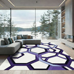 Geometric Purple Hexagon Linked Lattice Rug
