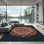 Terracotta Orange Medallion Mandala Art Rug