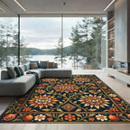 Midnight Amber Floral Pomegranate Medallion Rug