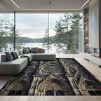 Gothic Gray Trefoil Rose Window Rug