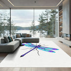 Vibrant Blue Purple Dragonfly Wings Rug