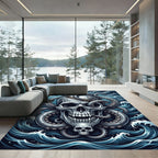 Dark Gothic Octopus Kraken Skull Art Rug