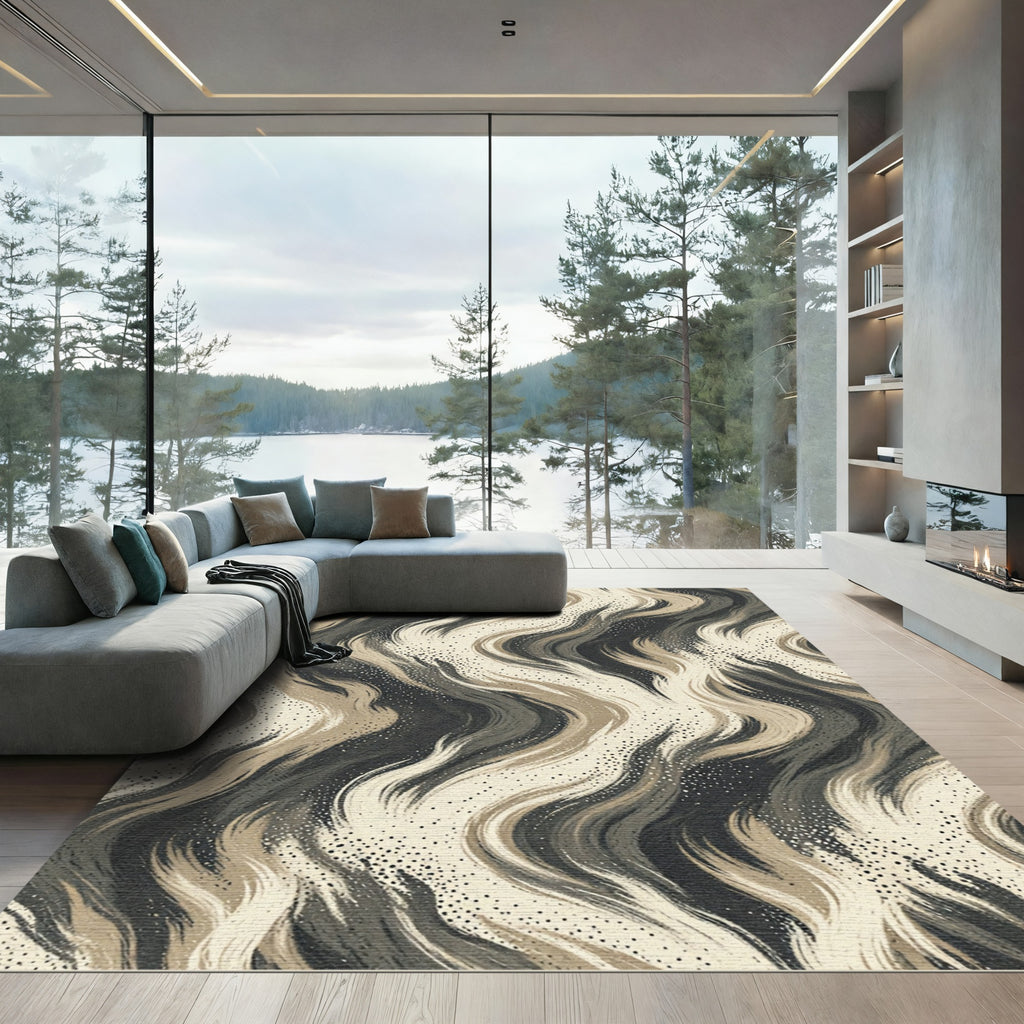 Earthy Tones Abstract Brush Strokes Rug