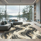 Earthy Tones Abstract Brush Strokes Rug