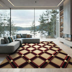 Crimson Gold Diamond Lattice Rug