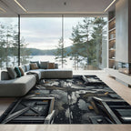 Industrial Cracked Concrete Grunge Flooring Rug