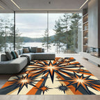 Retro Mid-Century Burnt Orange Starburst Rug