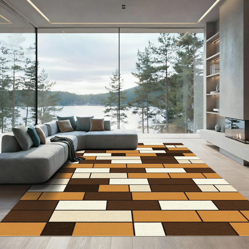Earthy Tones Rectangular Composition Rug