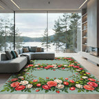 Coral Pink Floral Vine Swag Rug