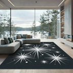 Sparkling Starburst Burst Dark Background Rug
