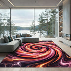 Fiery Flamingo Swirl Abstract Rug