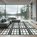 Dark Gray Architectural Window Grid Rug