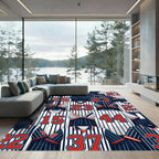 Navy White Red Jersey Number Collage Rug