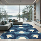 Japanese Indigo Waves Graphic Art Rug