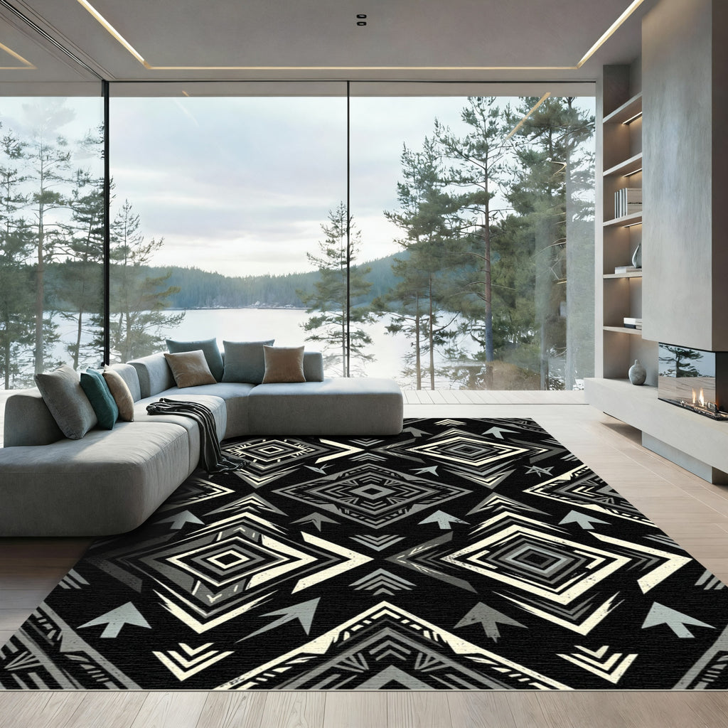 Monochromatic Geometric Arrow Diamond Rug