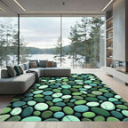 Cool Tones Polished Pebble Composition Rug