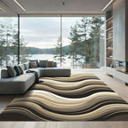Modern Neutral Flowing Abstract Wave Rug