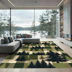 Earthy Forest Pine Plaid Landscape Rug