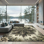 Floral Celestial Sage Eight Point Star Rug