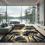 Golden Forest Canopy Silhouette Rug