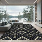 Gold Monochromatic Geometric Tribal Diamond Rug