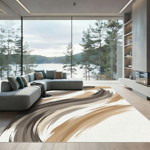 Abstract Earthy Tone Swirl Rug