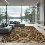 Chained Leopard Rosette Floral Earthy Tapestry Rug