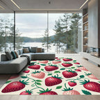Vibrant Pink Strawberry Vine Pattern Rug