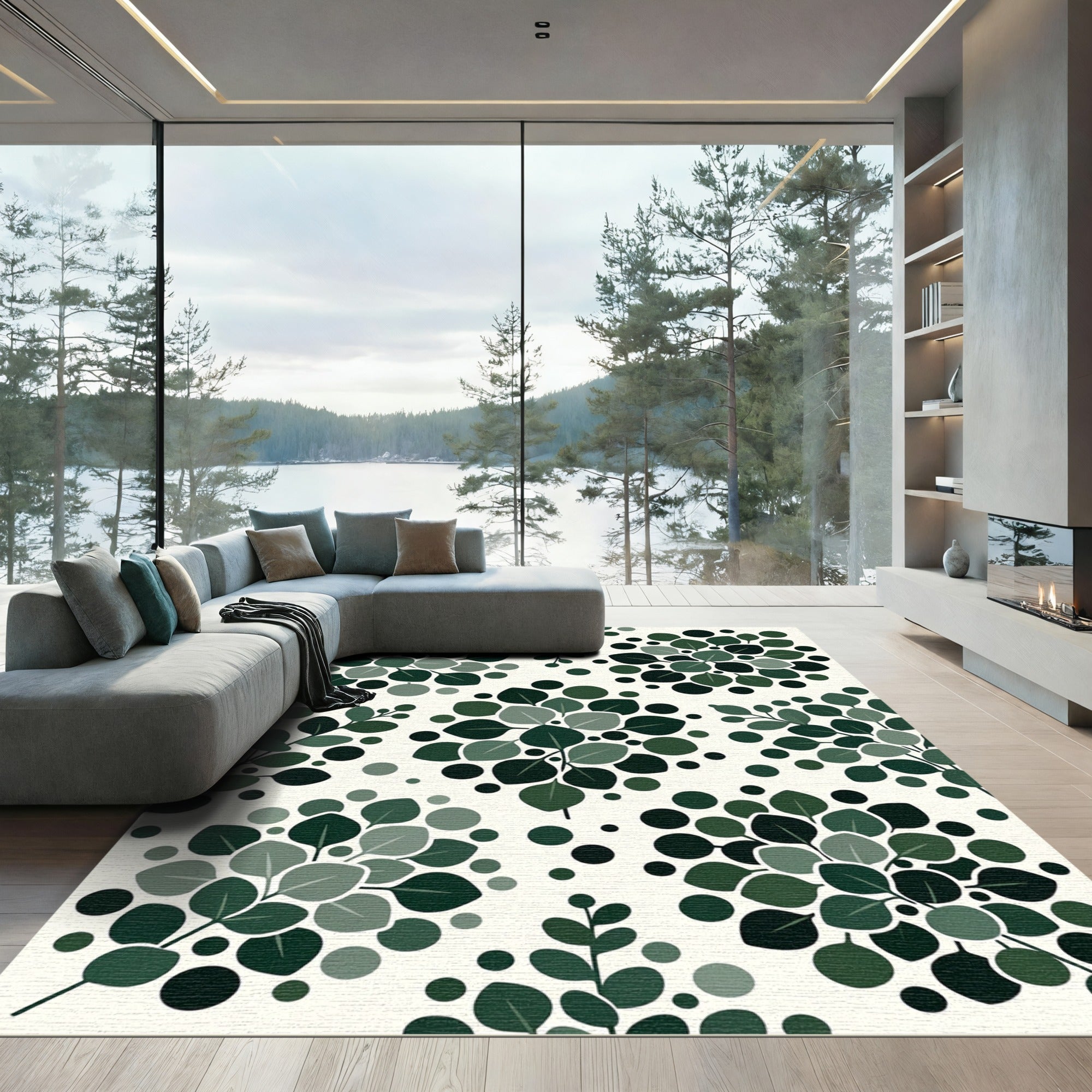 Verdant Leaf Cluster Arrangement Rug