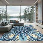 Icy Blue Frost Crystal Snowflake Rug