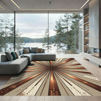 Bronze Gold Sunburst Rays Rug