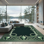 Classical Green Laurel Urn Column Frame Rug