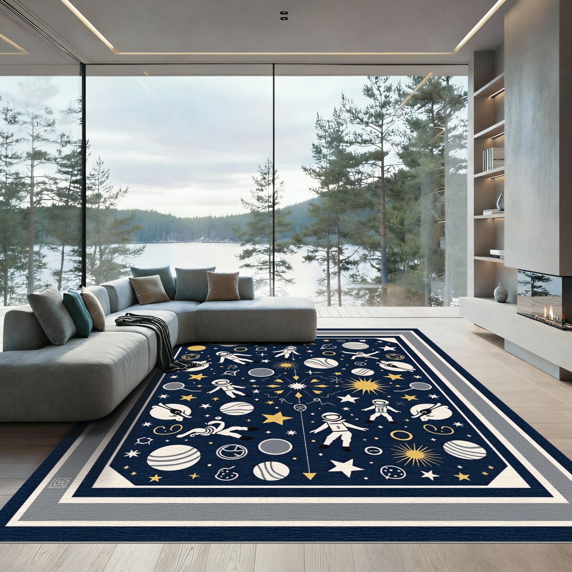 Cosmic Astronauts Starry Night Display Rug