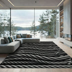 Textured Gray Twisted Rope Lines Rug