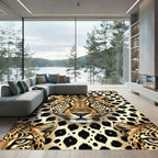 Bold Leopard Spots Wildlife Portrait Rug