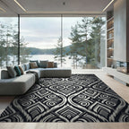 Monochromatic Tribal Diamond Geometric Area Decor Rug
