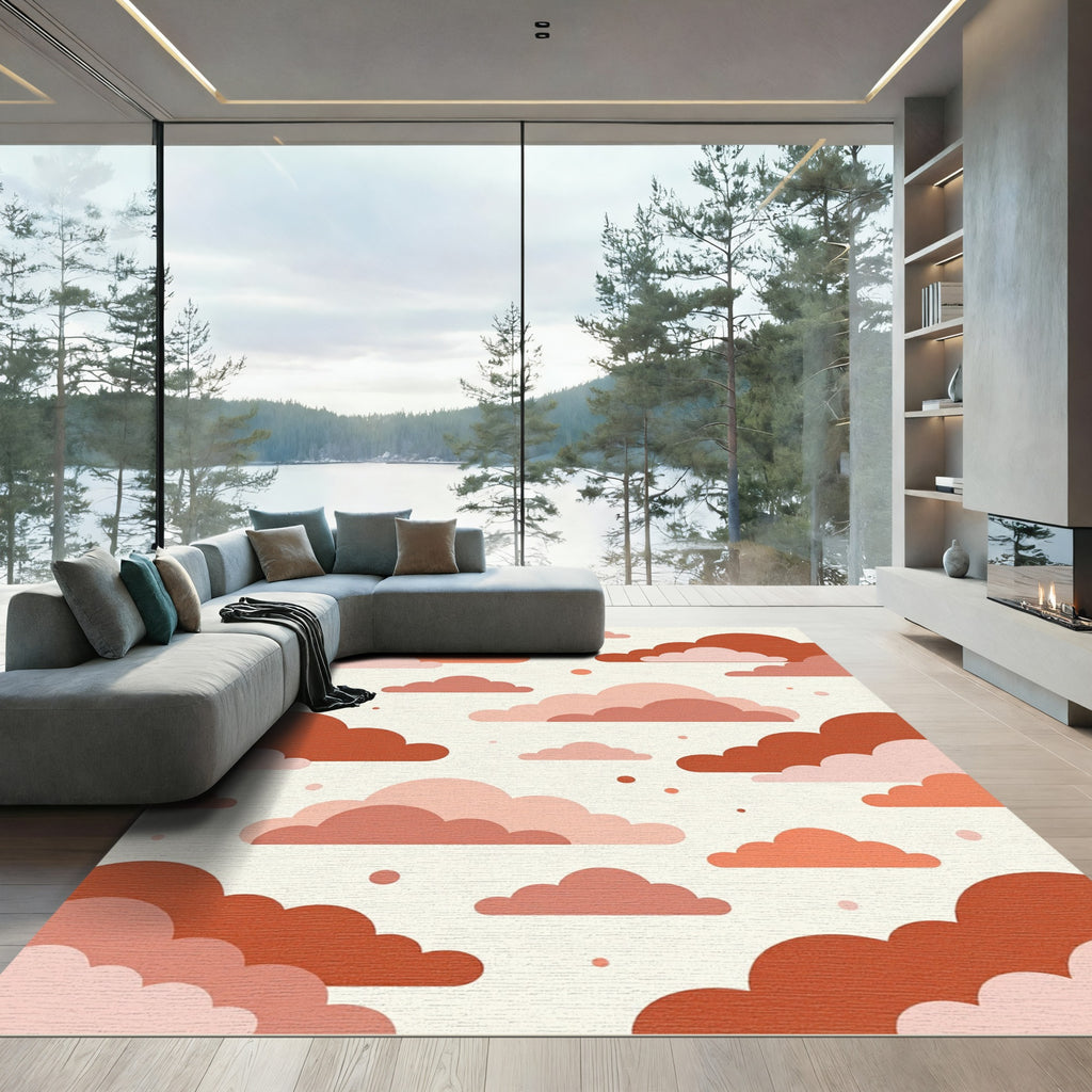 Coral and Pink Cloud Ensemble Rug
