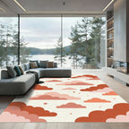 Coral and Pink Cloud Ensemble Rug
