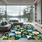 Blue White Morning Glory Vines Rug