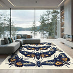 Celestial Gold Moon Butterfly Night Rug