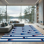 Nautical Red Blue White Stripe Flag Rug