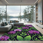 Vibrant Purple Orchid Garden Rug
