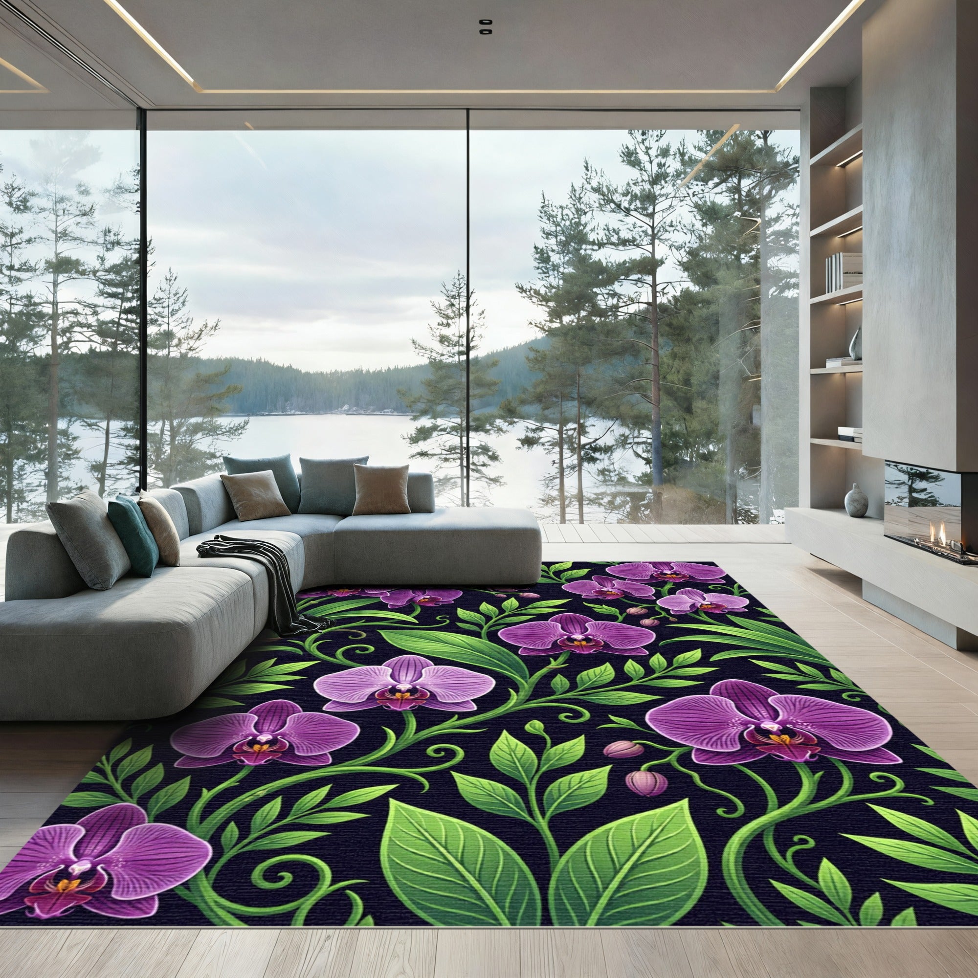 Vibrant Purple Orchid Garden Rug
