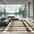 Modern Neutral Plaid Grid Check Rug