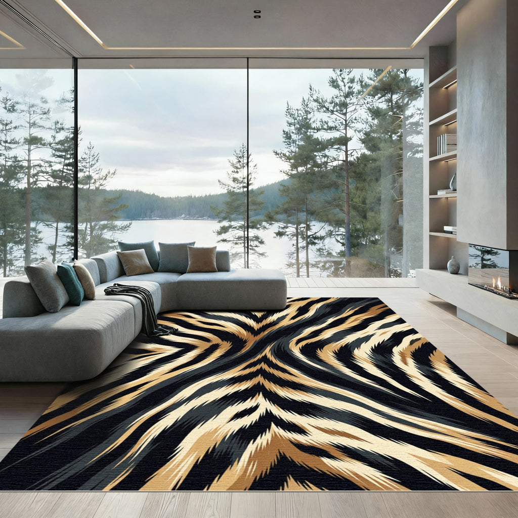 Bold Golden Tiger Stripe Rug