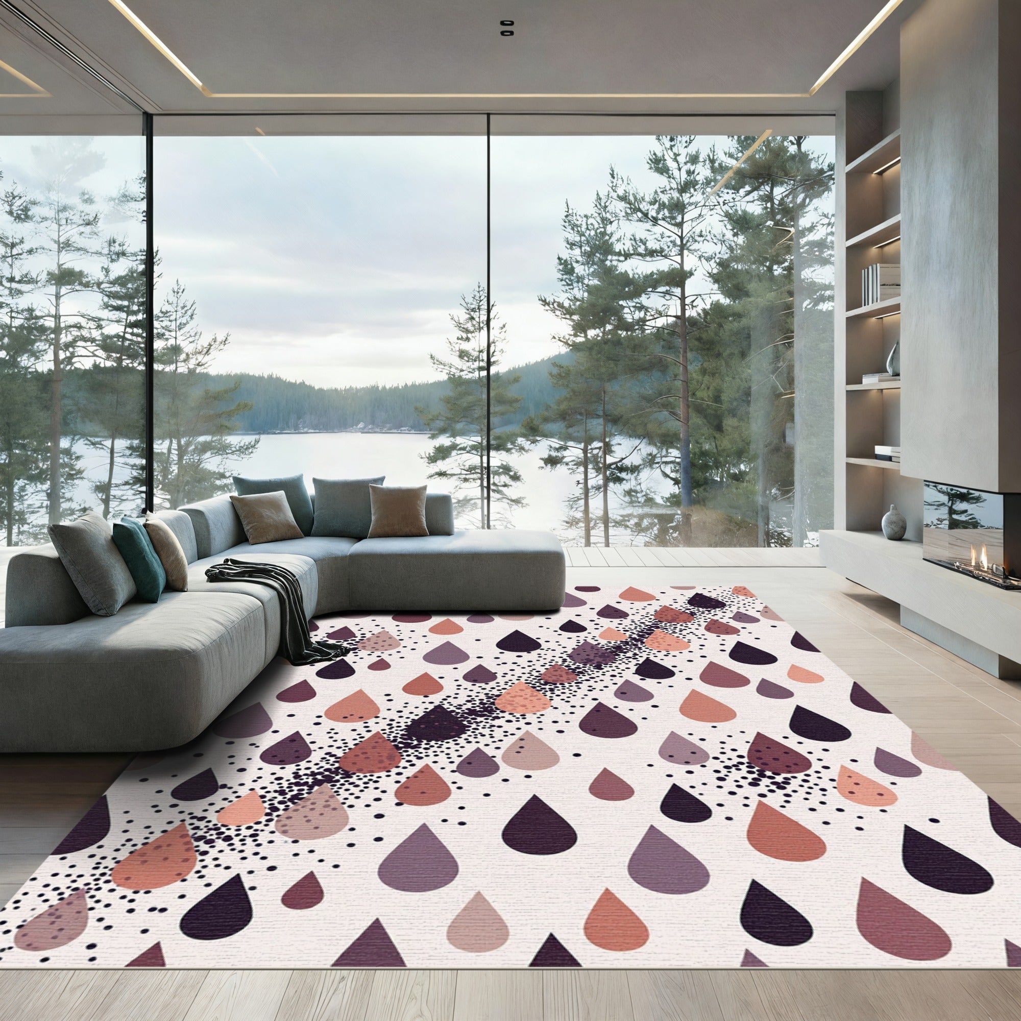 Earthy Droplets Diagonal Scatter Rug
