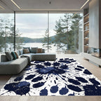 Ink Splatter Midnight Navy Paw Abstract Rug